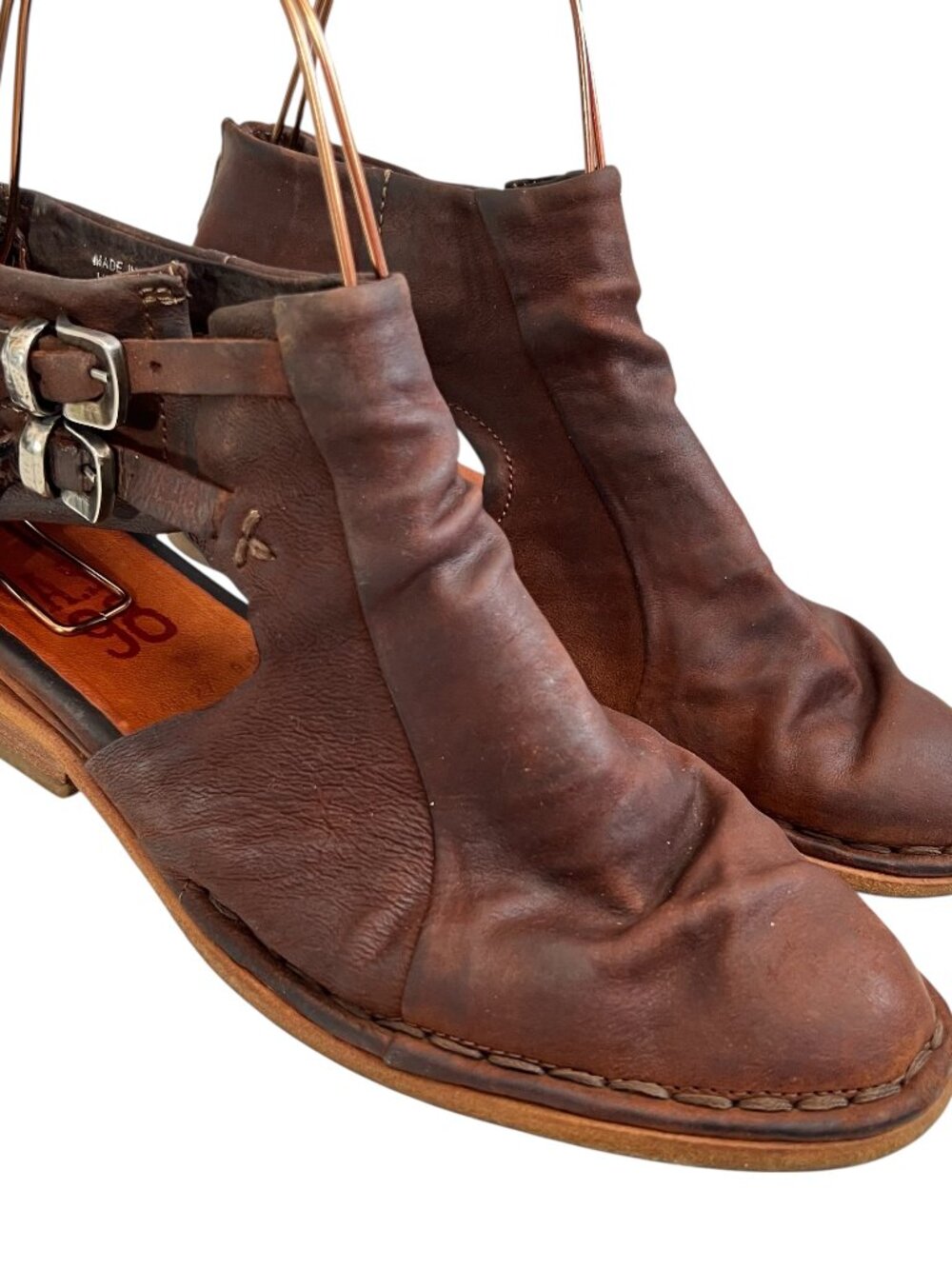 AS 98 booties Dusty Meadow 39 boots oiled brown leather zip up buckle cut out